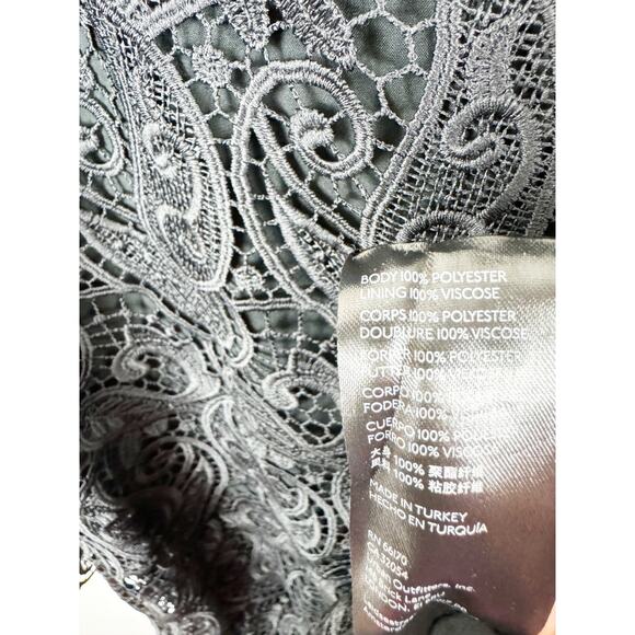 Anthropologie Maeve Womens Embroidered Lace Dress Long Sleeve Black 12 - Picture 4 of 7